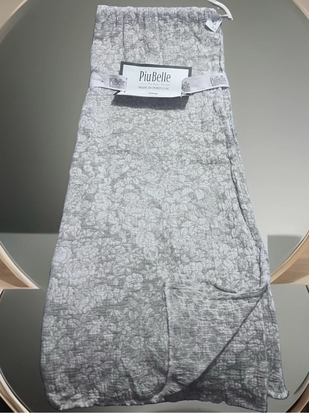 PiuBelle Fine Linens Throw Blanket 50” x 70” 100% Cotton Beige Tan Portugal NWT